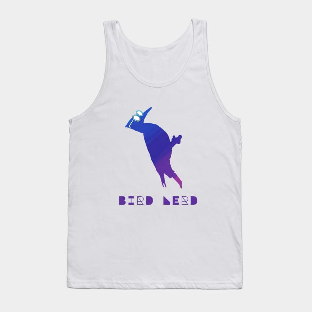 Bird Nerd Pileated Woodpecker Wearing Glasses Watercolor Silhouette Tank Top by Rosie's Rings and Things